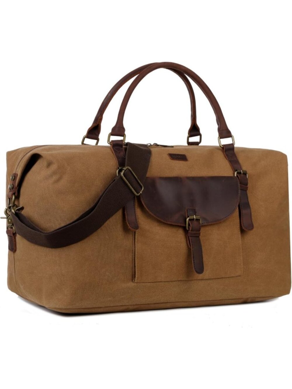 Oversized Real Leather Canvas Travel Duffel Bag - Weekender & Sports Carry-On